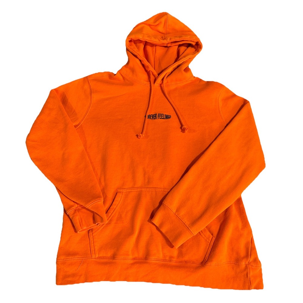 Pacsun Hoodie Sweatshirt Mens Medium Orange Forever Feelings Graphic Pullover